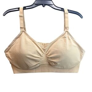 Hofish Nursing Pumping Bra Women XXL Tan Seamless Hands Free Maternity Comfort